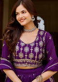 Purple Art Silk Lehenga Choli With Sequin Embroidery