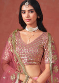 Peach Embroidered Lehenga Choli