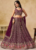 Purple Georgette Lehenga Choli With Embroidered Details