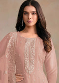 Dusty Pink Embroidered Organza Pant Suit
